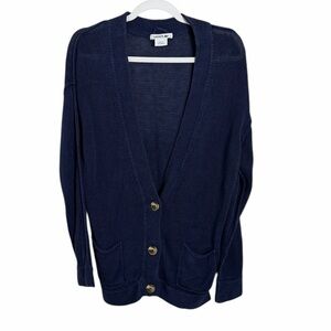 Lacoste Navy Linen Button Up Cardigan Size 34- 2/XS